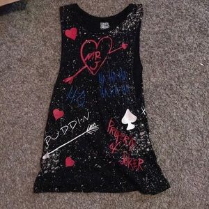 Woman’s XL Harley Quinn tank top with ripped sides